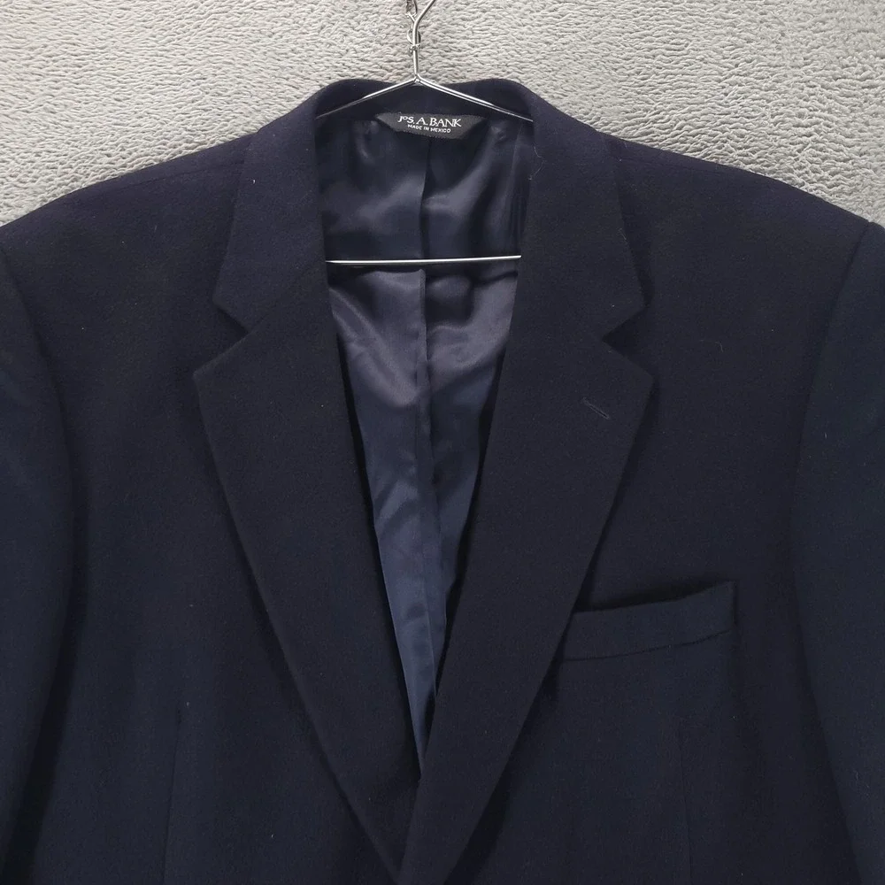 Jos A Bank Blazer Mens 43 Blue 100% Cashmere Classic Fit Sport Coat Jacket